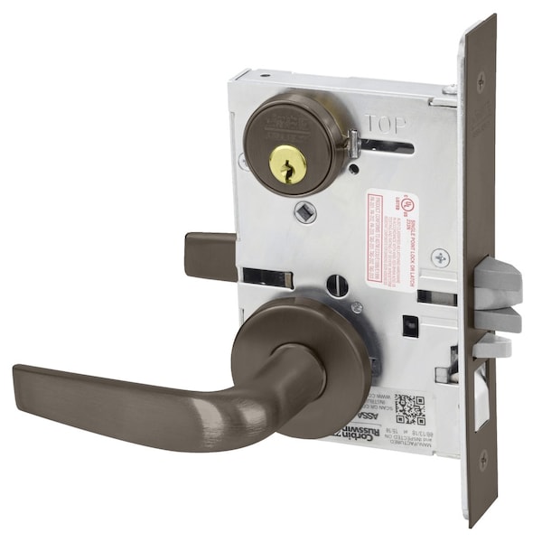 Entrance or Office Mortise Lock, CS Lever, A Rose, Oil Rubbed Bronze